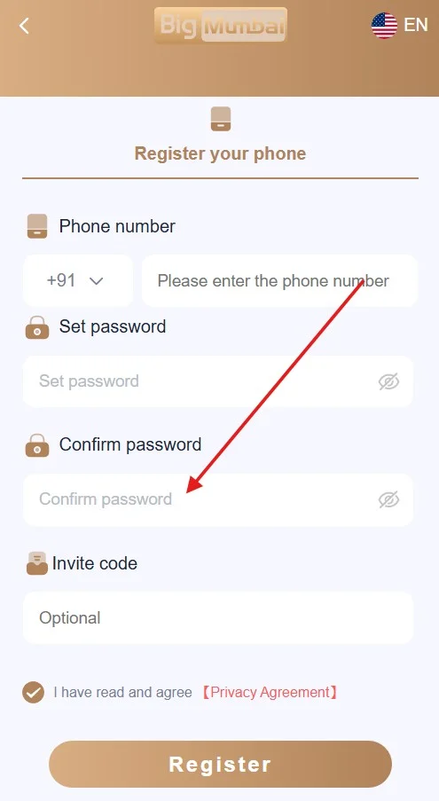 confirm the password